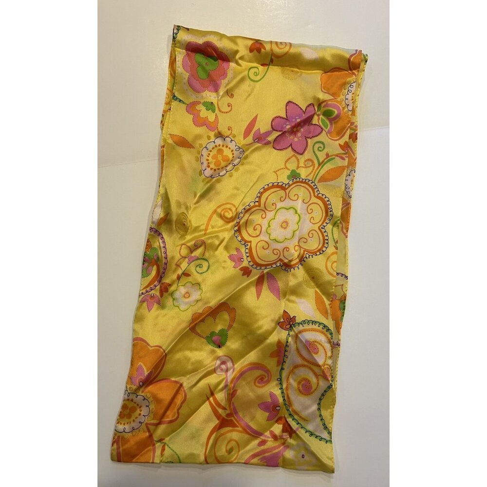 Cottagecore Yellow Floral Neck / Ponytail Scarf 65” x 8” Easter Spring Summer - Picture 4 of 6